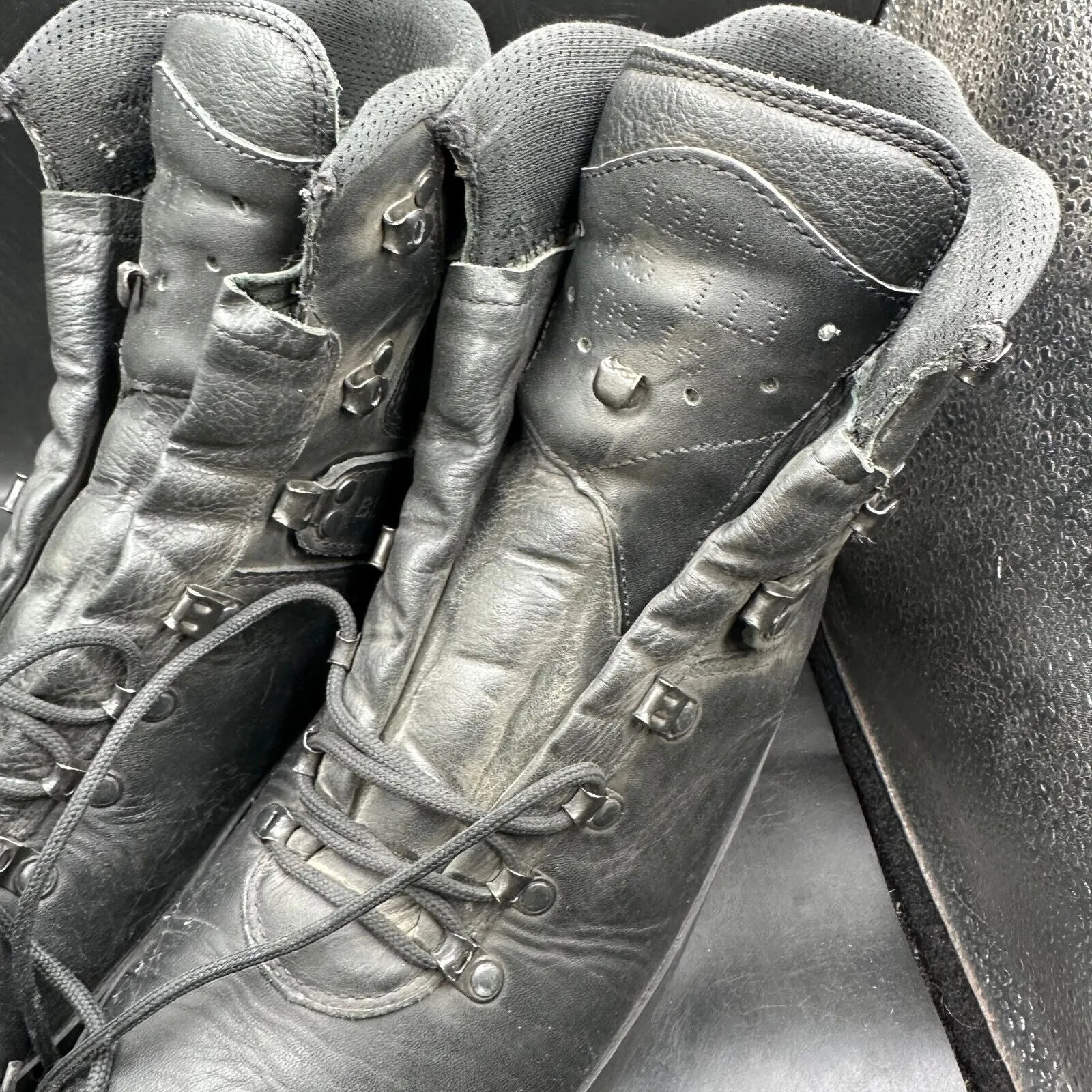 German Army Black Leather Army Heavy Duty Combat Boots Meindl Size EU 47 UK 12