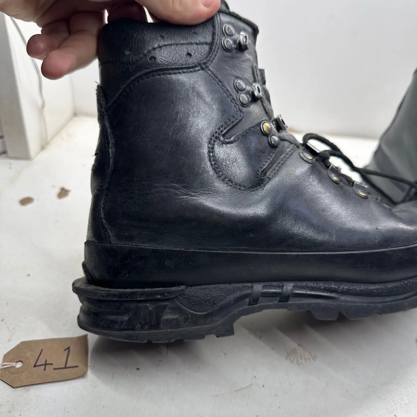 German Army Black Leather Army Heavy Duty Combat Boots Meindl Size EU42.5 UK 8.5
