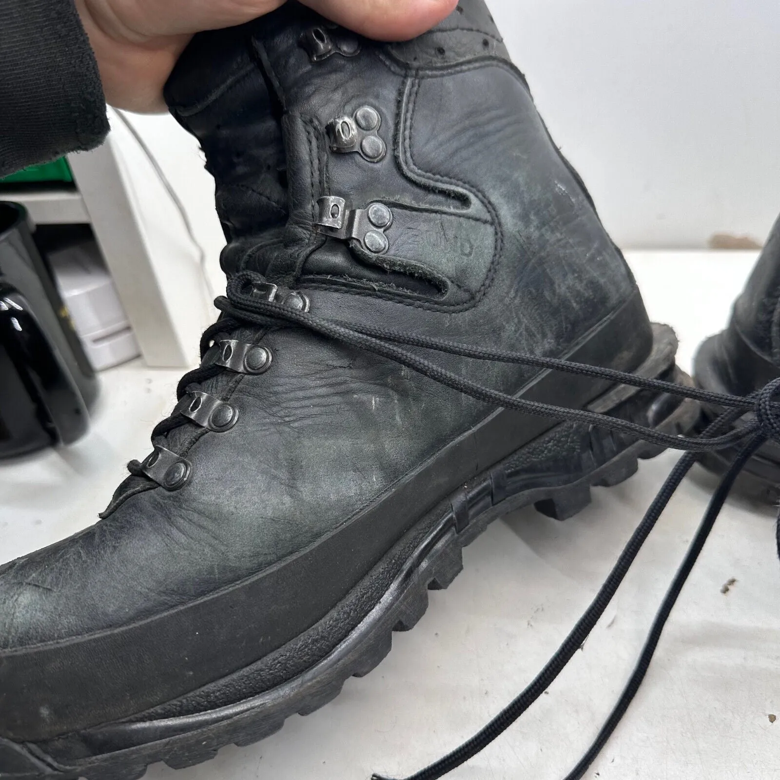 German Army Black Leather Army Heavy Duty Combat Boots Meindl Size EU42.5 UK 8.5