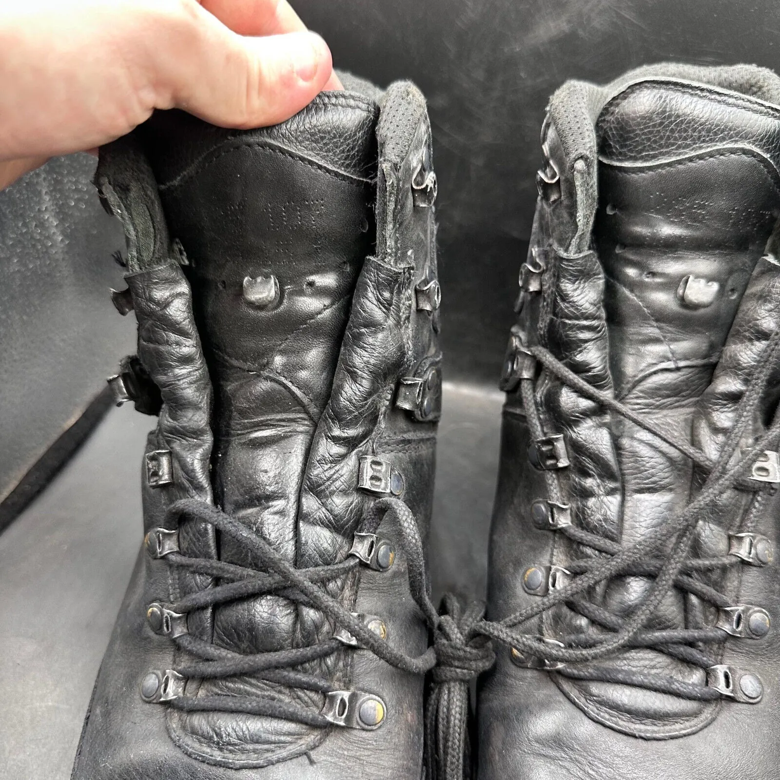 German Army Black Leather Army Heavy Duty Combat Boots Meindl Size EU44.5 UK 10