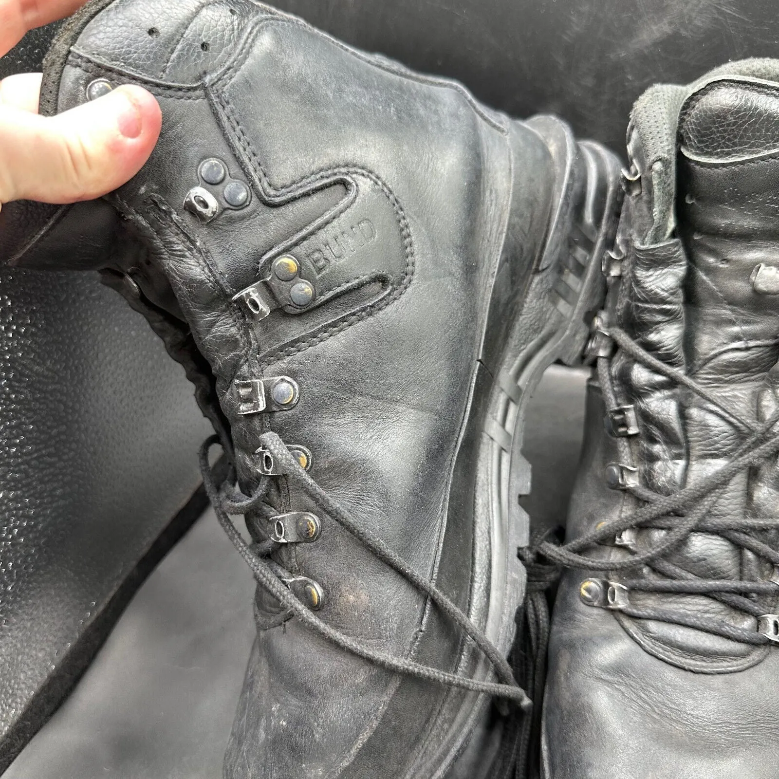 German Army Black Leather Army Heavy Duty Combat Boots Meindl Size EU44.5 UK 10