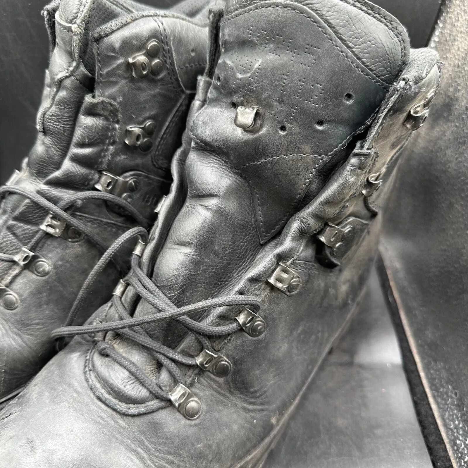 German Army Black Leather Army Heavy Duty Combat Boots Meindl Size EU45.5 UK10.5
