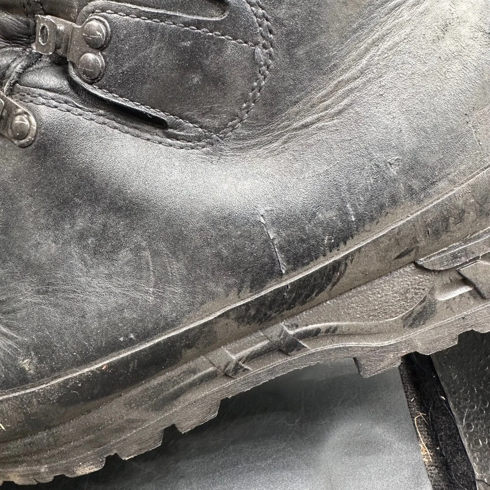 German Army Black Leather Army Heavy Duty Combat Boots Meindl Size EU45.5 UK10.5