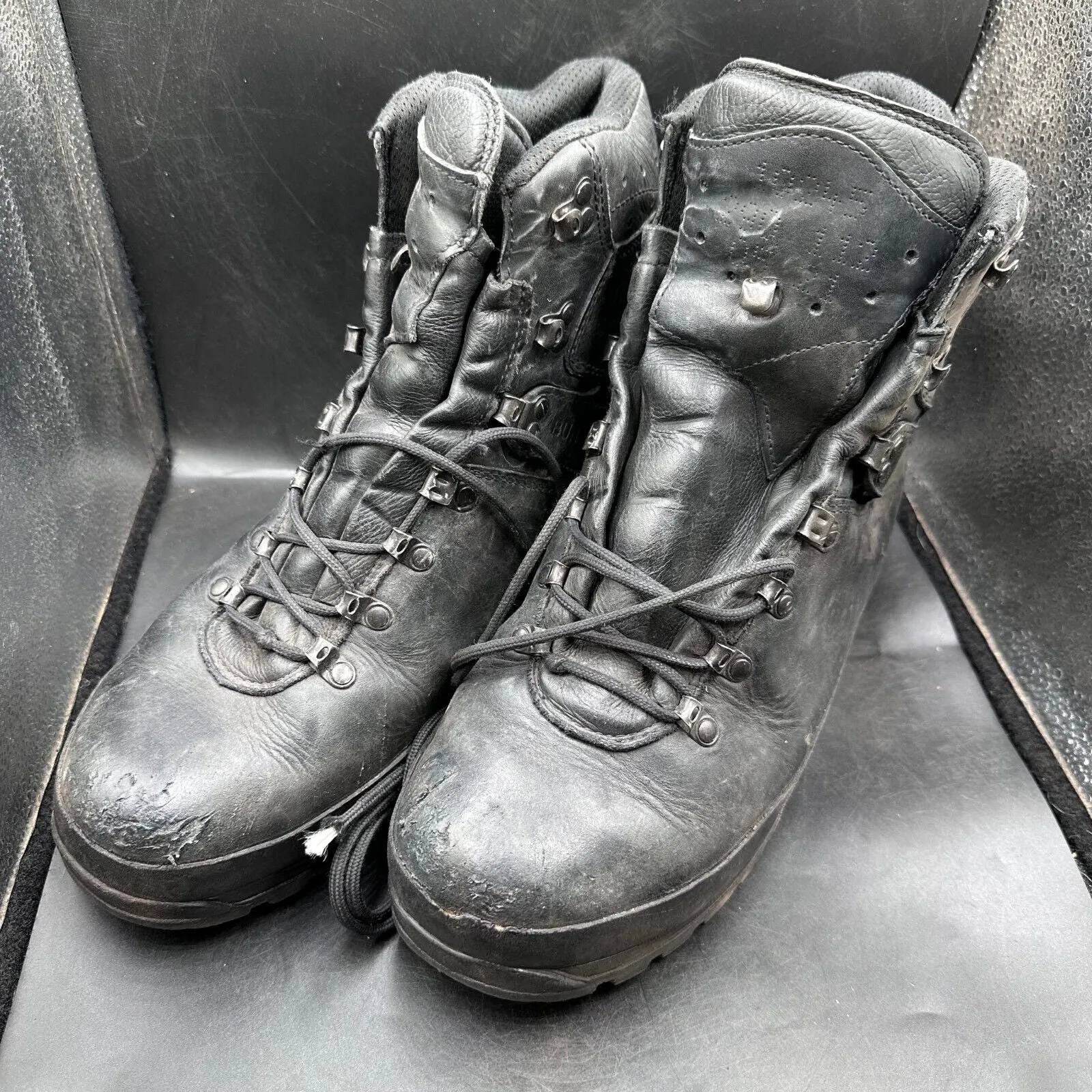 German Army Black Leather Army Heavy Duty Combat Boots Meindl Size EU45.5 UK10.5