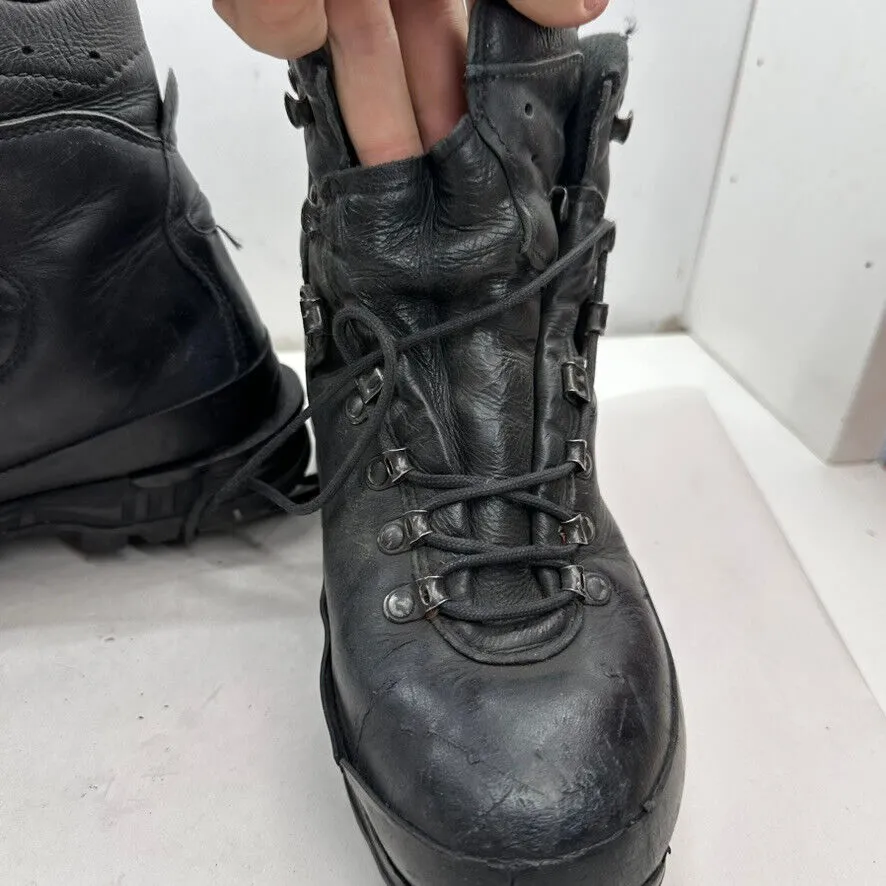 German Army Black Leather Army Heavy Duty Combat Boots - Size EU 39 UK 5.5