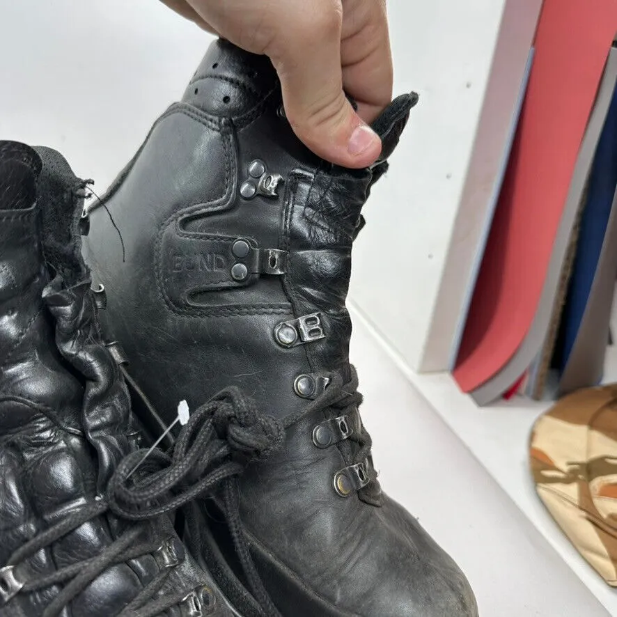 German Army Black Leather Army Heavy Duty Combat Boots - Size EU 42 UK 8
