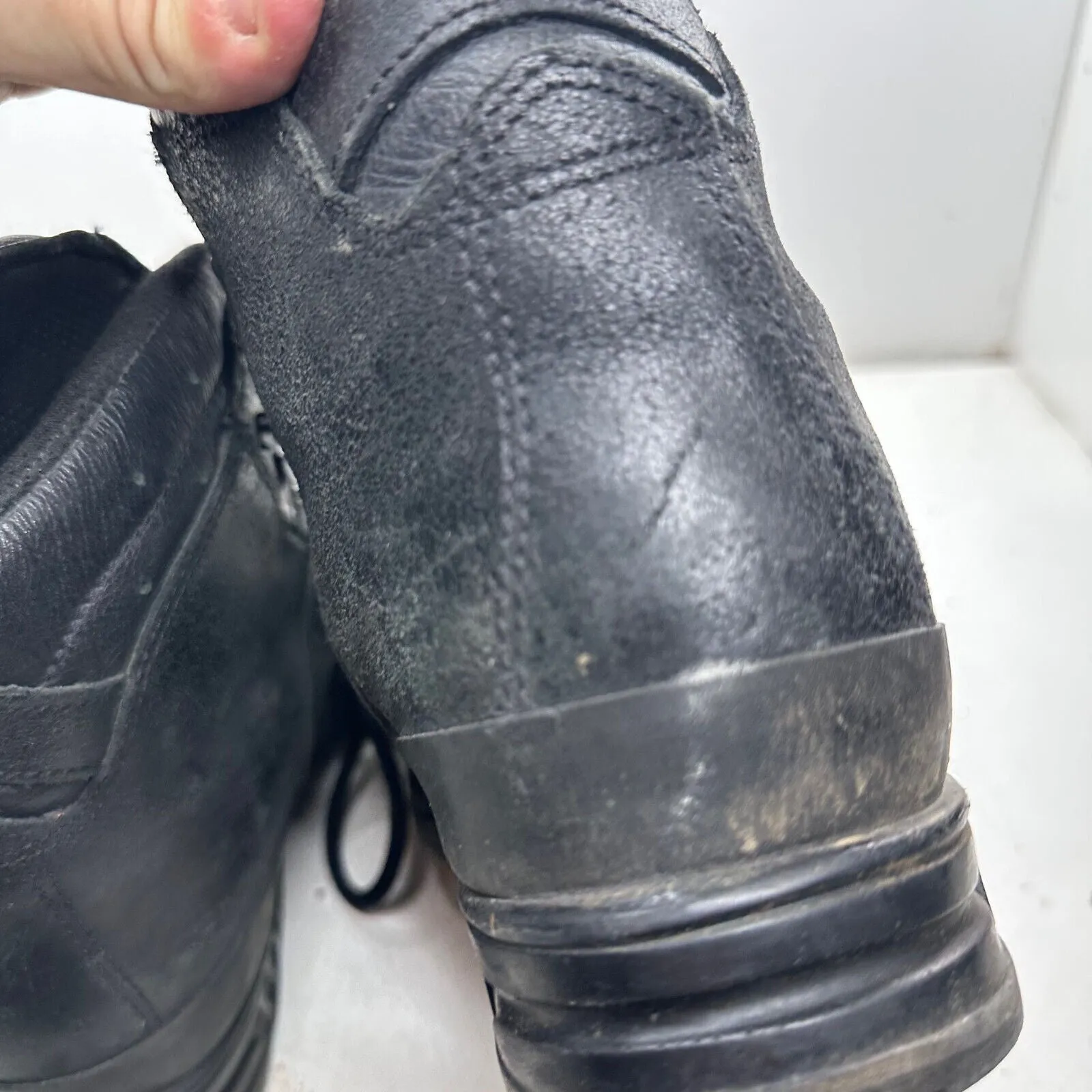 German Army Black Leather Army Heavy Duty Combat Boots - Size EU 43 UK 9
