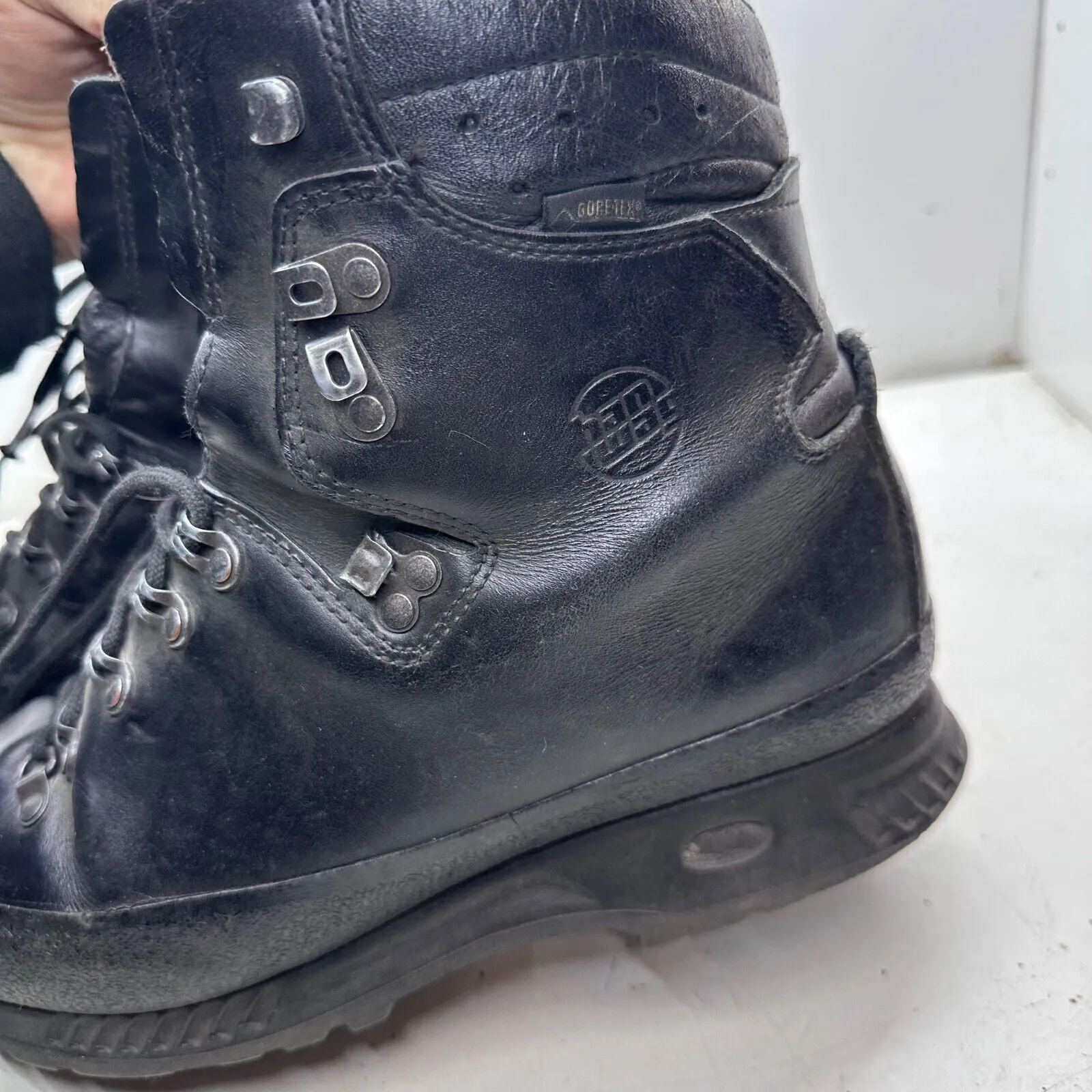 German Army Black Leather Army Heavy Duty Combat Boots - Size EU 43 UK 9