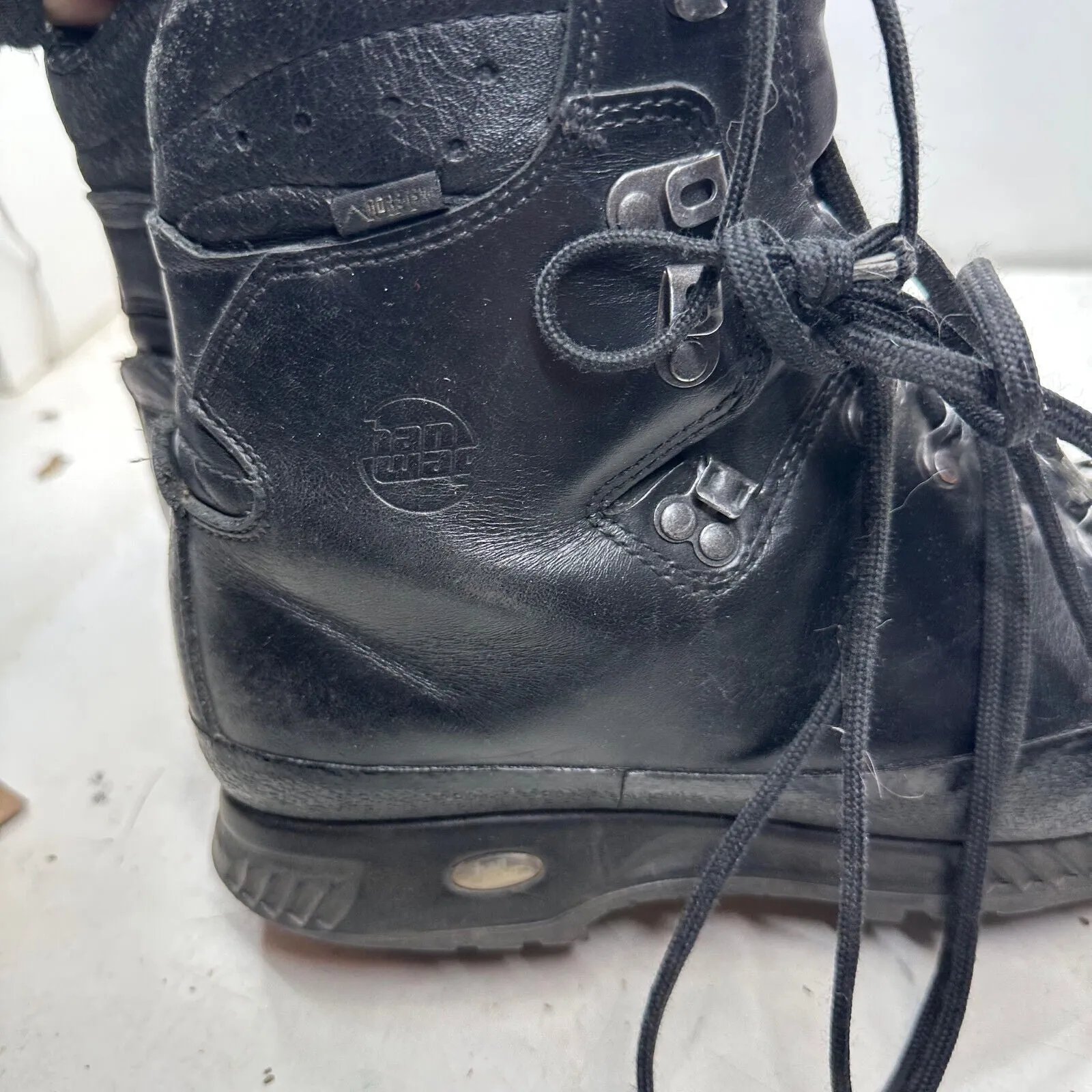 German Army Black Leather Army Heavy Duty Combat Boots - Size EU 43 UK 9