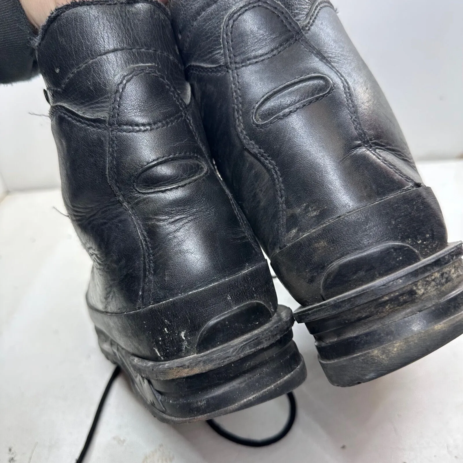 German Army Black Leather Army Heavy Duty Combat Boots - Size EU 43 UK 9