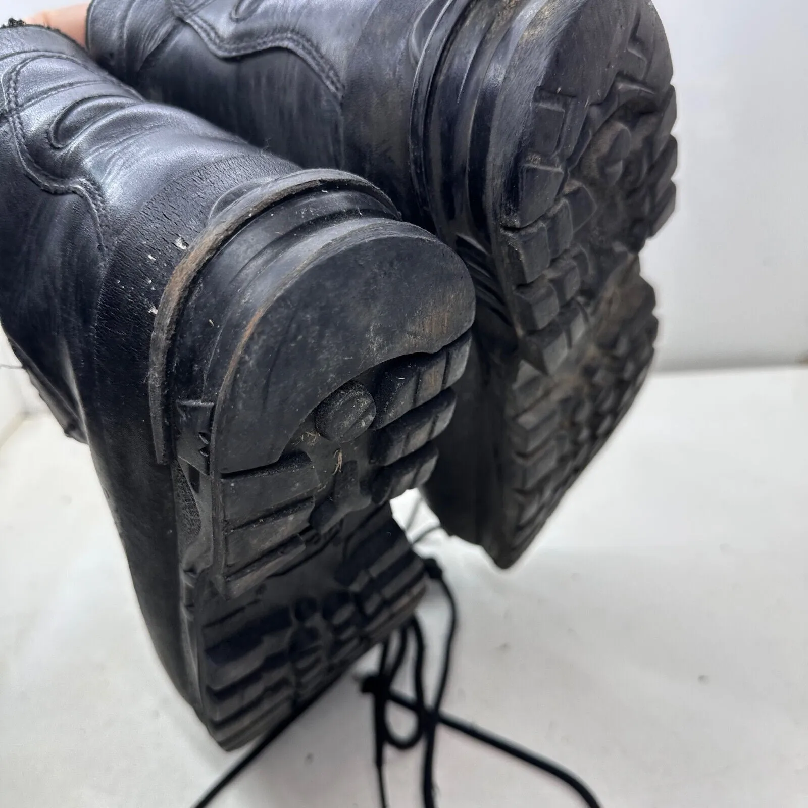 German Army Black Leather Army Heavy Duty Combat Boots - Size EU 43 UK 9