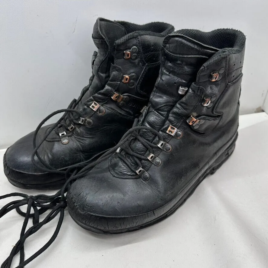 German Army Black Leather Army Heavy Duty Combat Boots - Size EU 44.5 UK 10