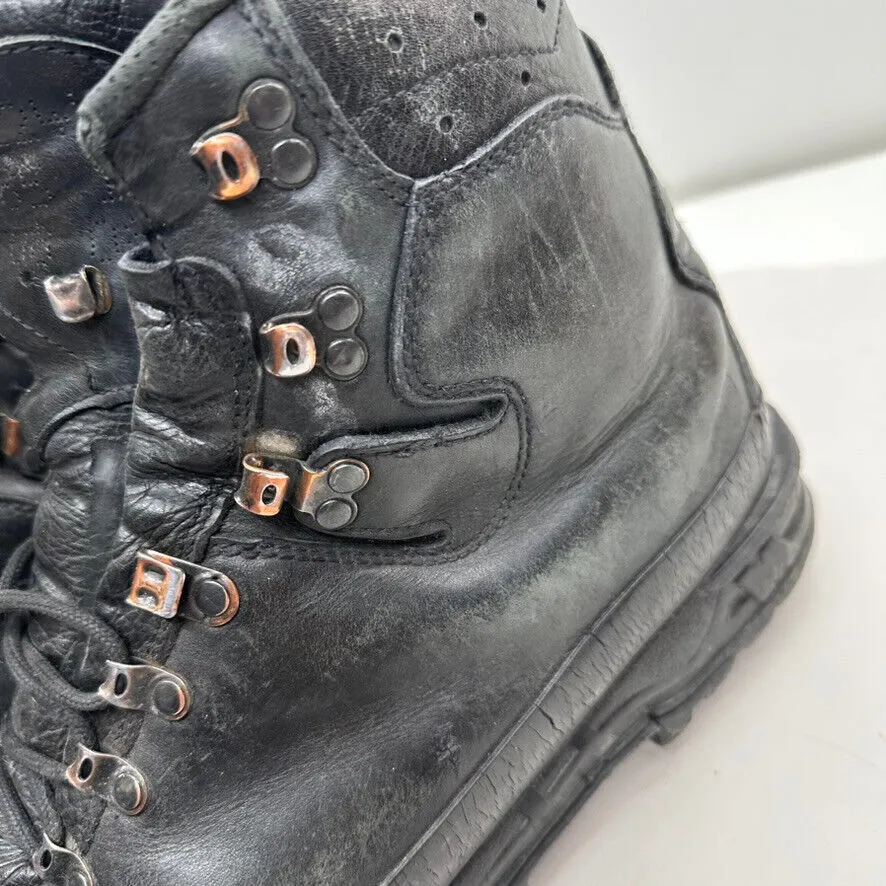German Army Black Leather Army Heavy Duty Combat Boots - Size EU 44.5 UK 10