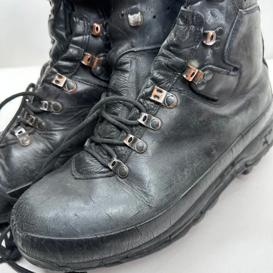 German Army Black Leather Army Heavy Duty Combat Boots - Size EU 44.5 UK 10