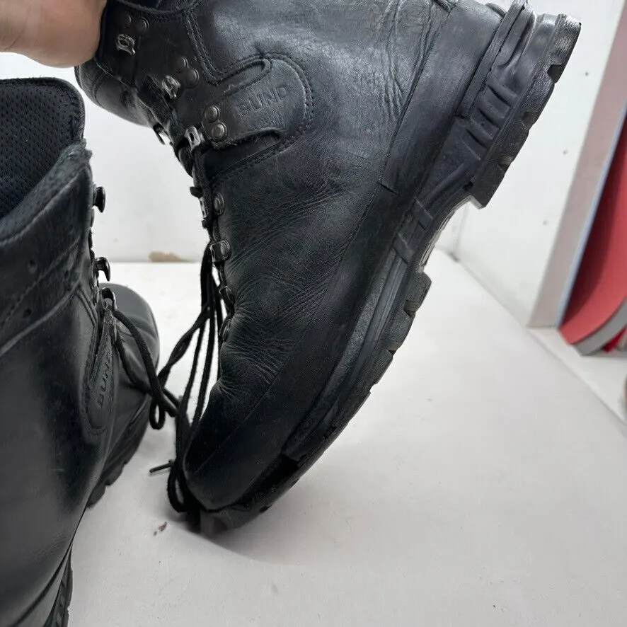 German Army Black Leather Army Heavy Duty Combat Boots - Size EU 45 UK 10