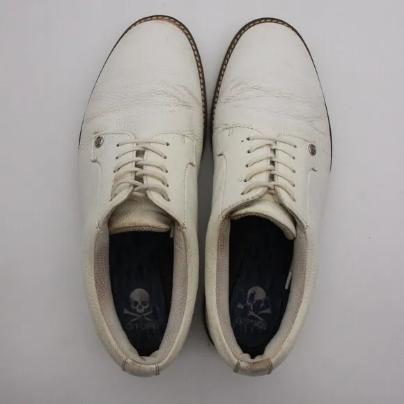 G/FORE Mens Size 11.5 Gallivanter Pebble-Grain Leather Golf Shoes White
