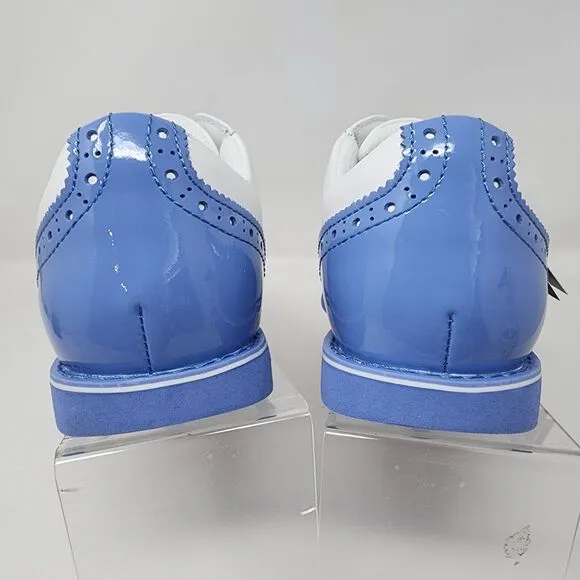 GFore Waterproof Golf Shoes Womens 7 Blue White Cap Toe Gallivanter Logo Lace Up