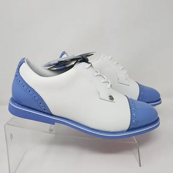 GFore Waterproof Golf Shoes Womens 7 Blue White Cap Toe Gallivanter Logo Lace Up