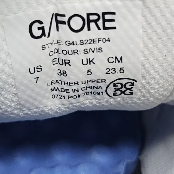 GFore Waterproof Golf Shoes Womens 7 Blue White Cap Toe Gallivanter Logo Lace Up