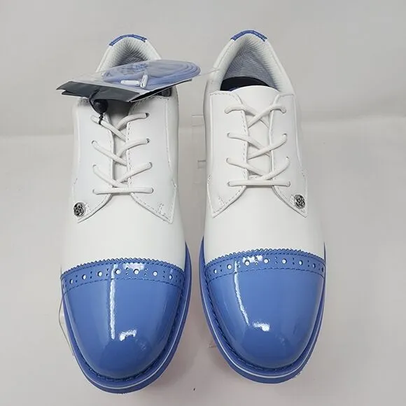 GFore Waterproof Golf Shoes Womens 7 Blue White Cap Toe Gallivanter Logo Lace Up