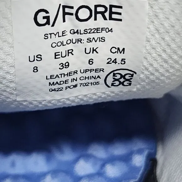 GFore Waterproof Golf Shoes Womens 8 Blue White Cap Toe Gallivanter Logo Lace Up