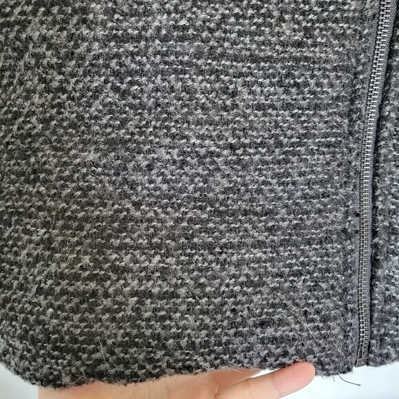 G.H. Bass &amp; Co. Wool Knit Faux Vegan Leather Long Sleeve Tweed Knit Jacket Coat
