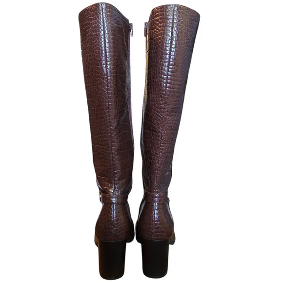 Giani Bernini Adonny Tall Boots Brown Croc Size 9