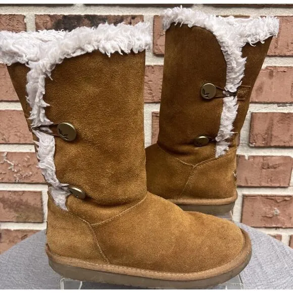Girl’s Koolaburra By UGG 1096443 Kinslei Tall Chestnut Suede Boots Size 3