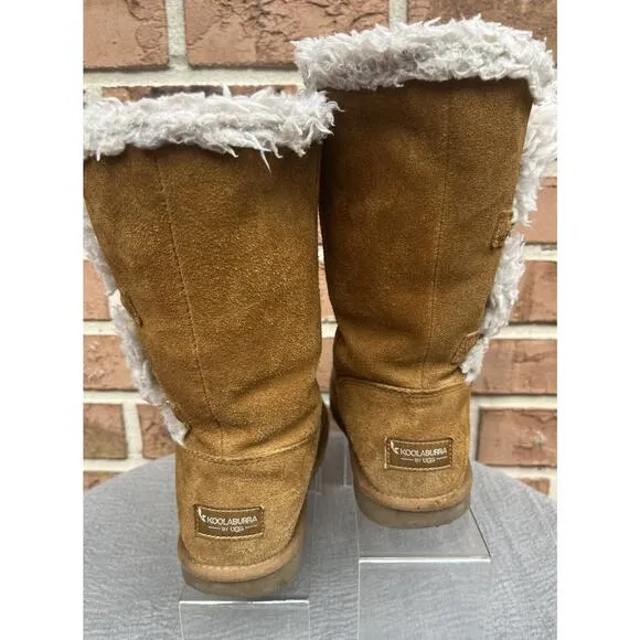 Girl’s Koolaburra By UGG 1096443 Kinslei Tall Chestnut Suede Boots Size 3