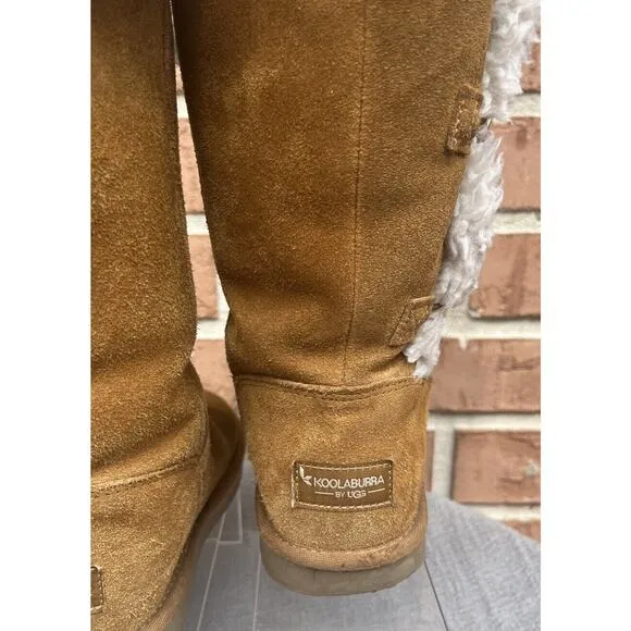 Girl’s Koolaburra By UGG 1096443 Kinslei Tall Chestnut Suede Boots Size 3