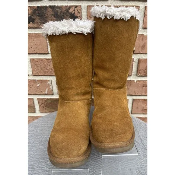 Girl’s Koolaburra By UGG 1096443 Kinslei Tall Chestnut Suede Boots Size 3