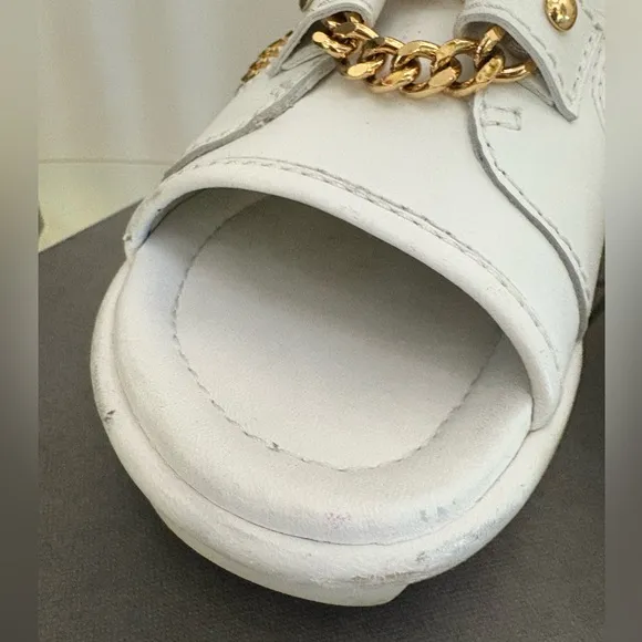 Giuseppe Zanotti white leather Gold Chain White Women's Sandal Sneakers - used