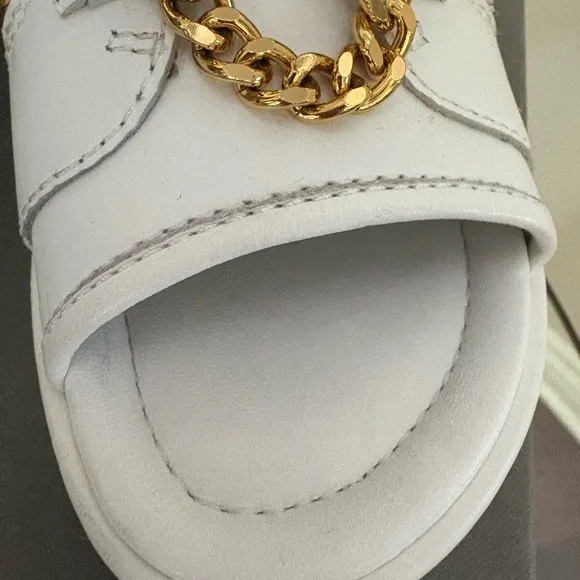 Giuseppe Zanotti white leather Gold Chain White Women's Sandal Sneakers - used