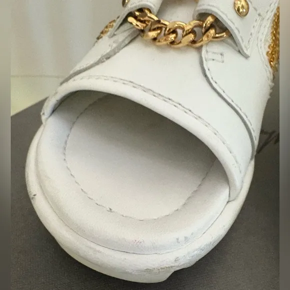 Giuseppe Zanotti white leather Gold Chain White Women's Sandal Sneakers - used