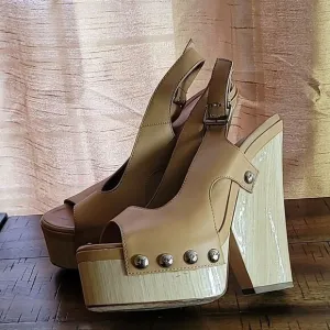 Giuseppe Zanotti Women's Tan Wooden Platform Sandals