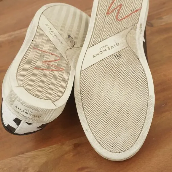 Givenchy Womens Sneakers Slip On Shoes Black White Stars Leather Size 36.5 / 6US