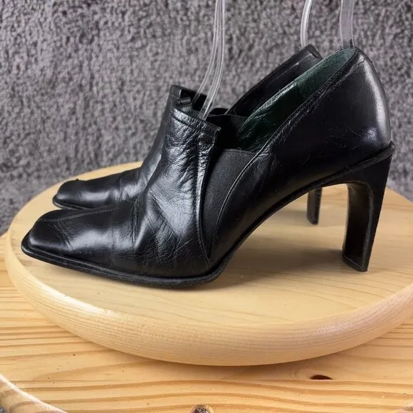 Goffredo Fantini Leather Heels Vintage Y2K Womens Size 6.5 Black Made in Italy