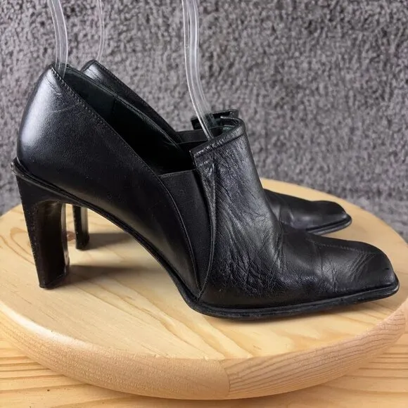 Goffredo Fantini Leather Heels Vintage Y2K Womens Size 6.5 Black Made in Italy