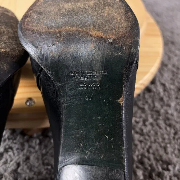 Goffredo Fantini Leather Heels Vintage Y2K Womens Size 6.5 Black Made in Italy