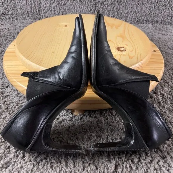 Goffredo Fantini Leather Heels Vintage Y2K Womens Size 6.5 Black Made in Italy