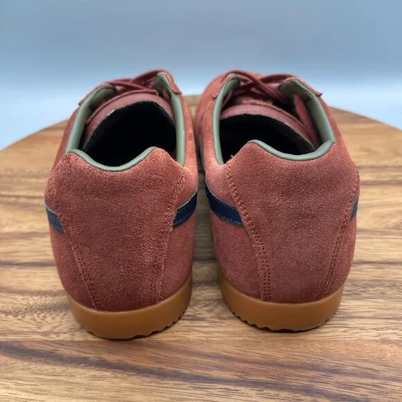 Gola Harrier Shoes Mens Size 11 Orange Red Suede Trainers Walking Comfort Casual