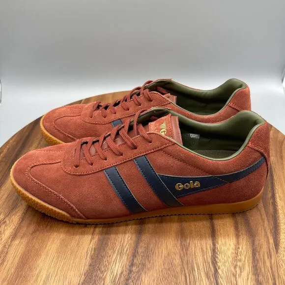 Gola Harrier Shoes Mens Size 11 Orange Red Suede Trainers Walking Comfort Casual