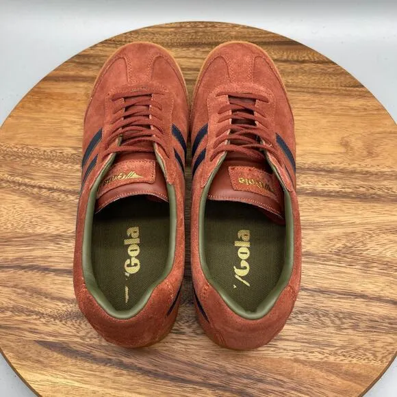 Gola Harrier Shoes Mens Size 11 Orange Red Suede Trainers Walking Comfort Casual