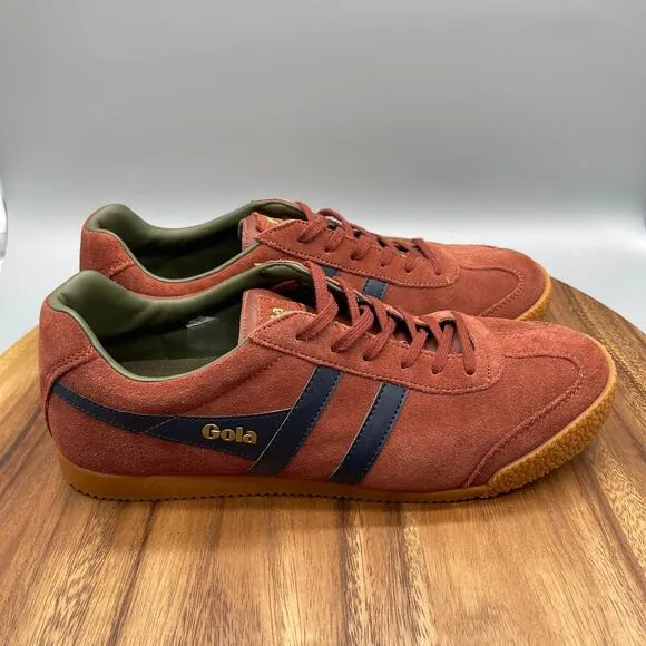 Gola Harrier Shoes Mens Size 11 Orange Red Suede Trainers Walking Comfort Casual