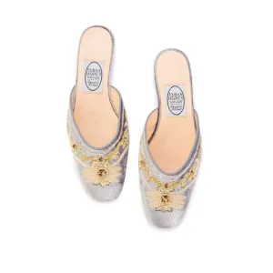 Grey Embroidered Women's Shoes