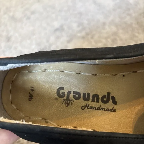 Groundz GROUNDING Shoes Women's SIZE 41 10 Barefoot Slip On Black Leather Casual