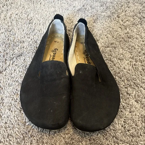 Groundz GROUNDING Shoes Women's SIZE 41 10 Barefoot Slip On Black Leather Casual
