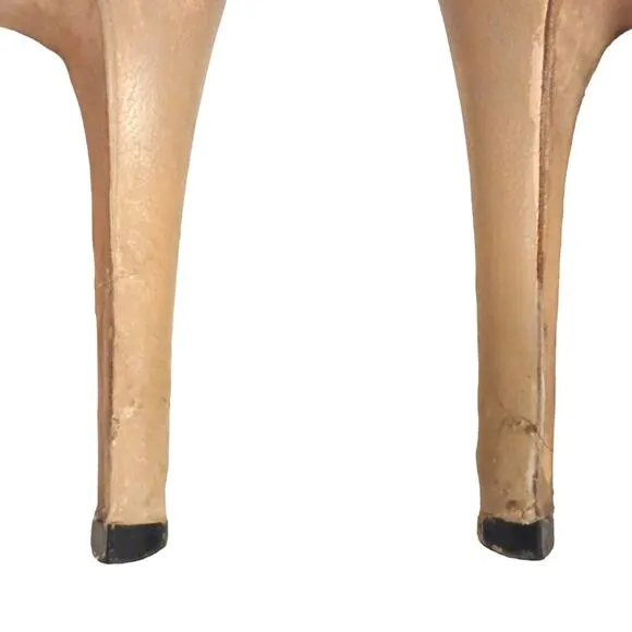 Gucci Horsebit Peep Toe Sz 7.5 Classic Heel Pumps Beige Tan Silver Accent Flaw