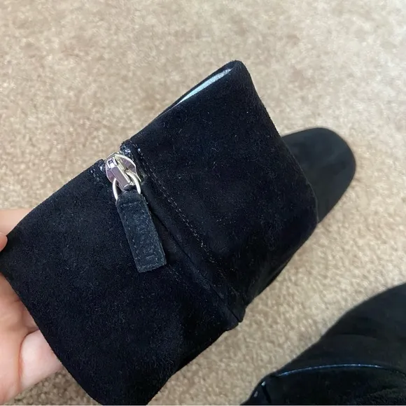 Gucci Short Ankle Boots Black Suede Heel