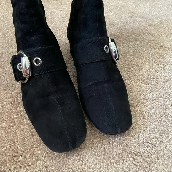Gucci Short Ankle Boots Black Suede Heel